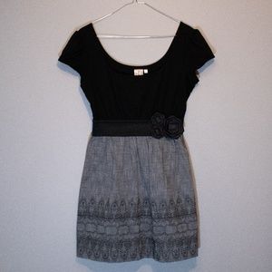 Heart Soul Black and Grey Embroidered Dress